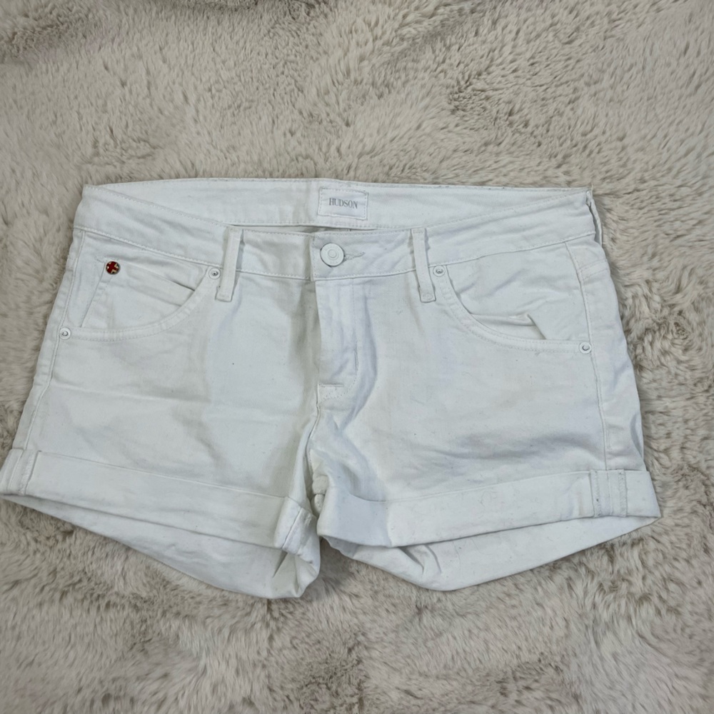 White Hudson Cuffed Jean Shorts -28